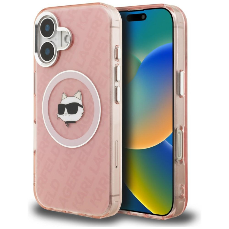 Kryt Karl Lagerfeld CHOUPETTE Head Logo pro iPhone 16 - růžový