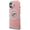 Kryt Karl Lagerfeld IML Glitter iPhone 16 - růžový