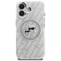 Kryt Karl Lagerfeld IML GLITTER pro iPhone 16 - šedý