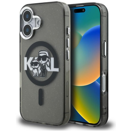 Kryt Karl Lagerfeld IML Glitter pro iPhone 16 - černý