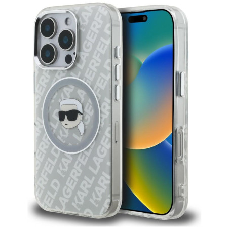 Kryt Karl Lagerfeld IML Karl Head Logo iPhone 16 Pro Max - šedý