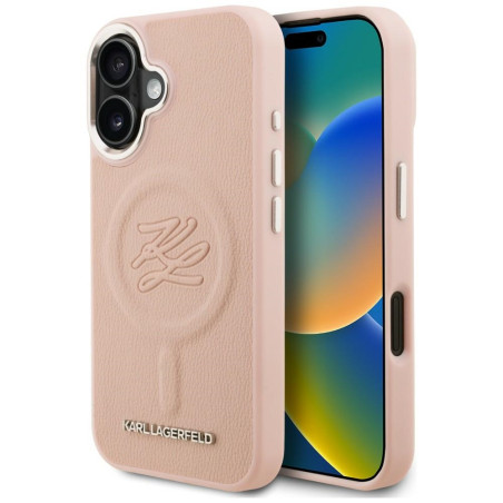 Kryt Karl Lagerfeld INITIAL & METAL iPhone 16 - růžový