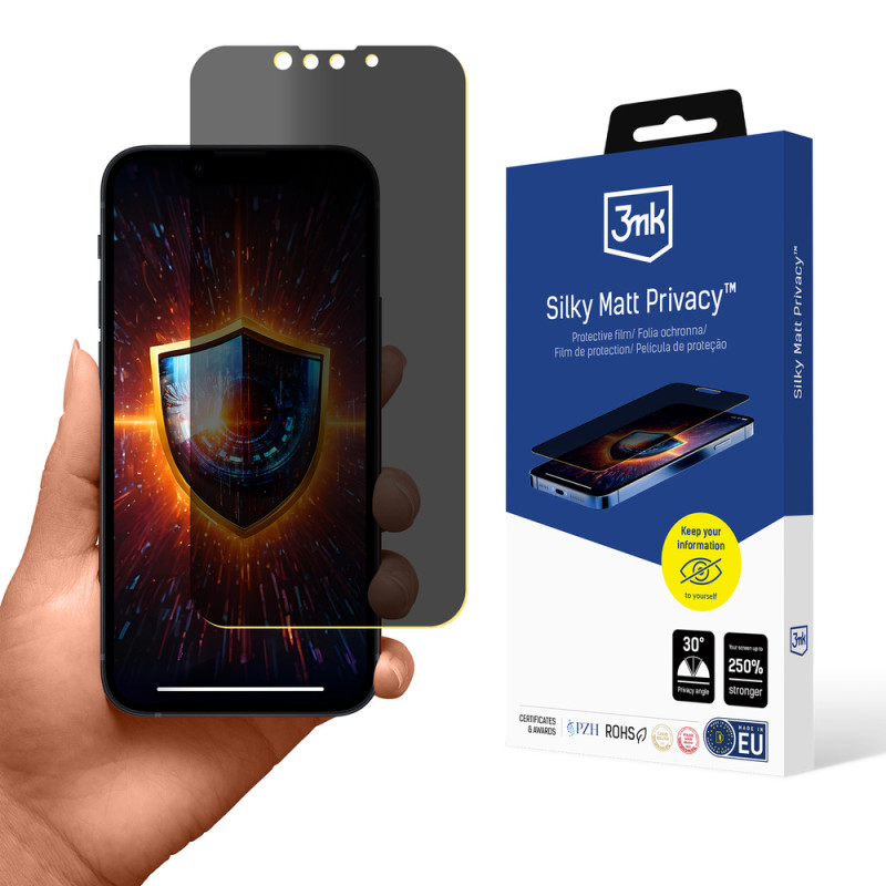 Ochranné sklo 3mk Silky Matt Privacy pro iPhone 13 mini - transparentní (soukromí)