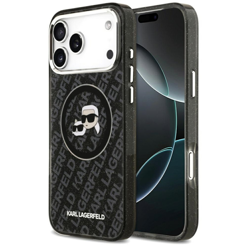 Kryt Karl Lagerfeld IML GLITTER pro iPhone 17 Pro Max - černá