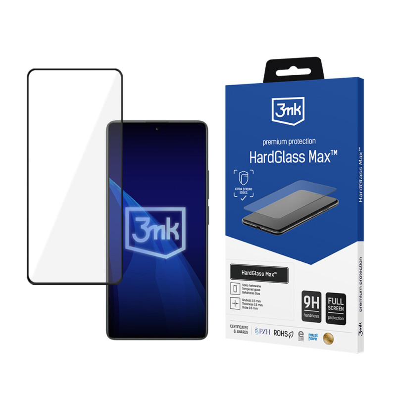 Ochranné sklo 3mk HardGlass Max Black pro Xiaomi Redmi Note 13 Pro 4G/5G - černé