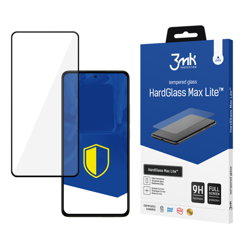 Ochranné sklo 3mk HARDGLASS MAX LITE pro Xiaomi Redmi Note 14 PRO / 14 PRO+ 5G - černé