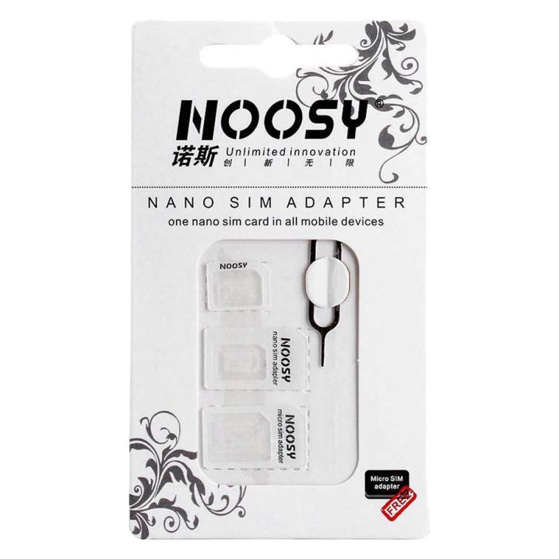 Noosy Nano SIM adaptér (redukce) na micro a standard SIM, vč.jehly na vytažení SIM karty