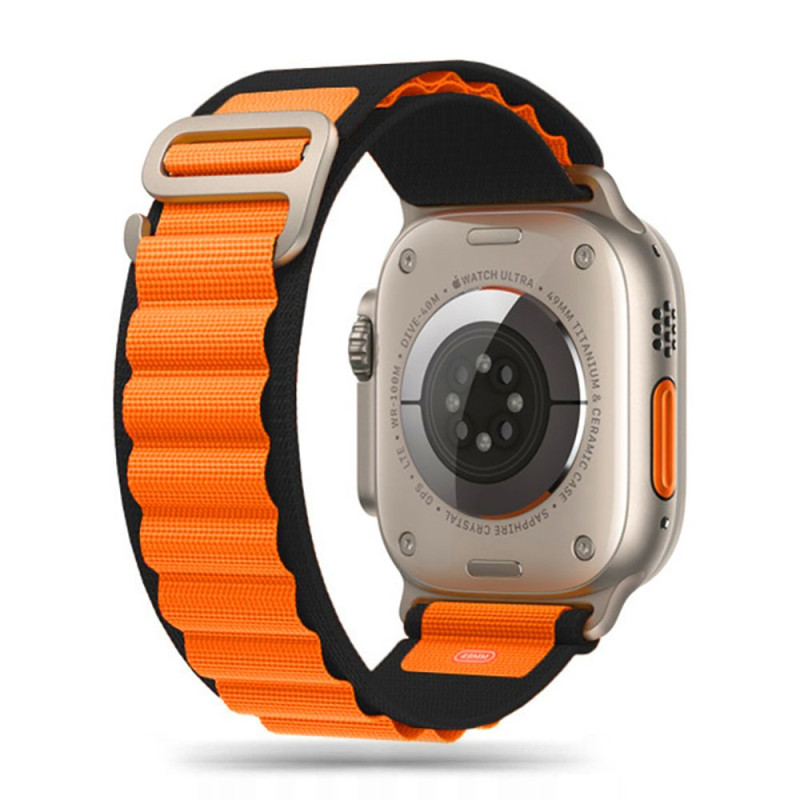 Nylonový řemínek Tech-Protect Nylon Pro pro Apple Watch 8 / 9 / 10 / 11 / SE / Ultra (44 / 45 / 46 / 49 mm) – černo-oranžový