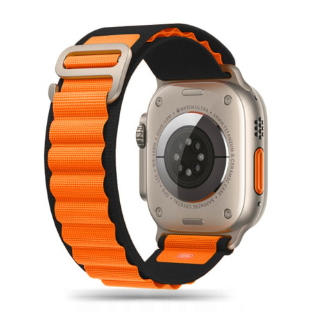 Nylonový řemínek Tech-Protect Nylon Pro pro Apple Watch 8 / 9 / 10 / 11 / SE / Ultra (44 / 45 / 46 / 49 mm) – černo-oranžový