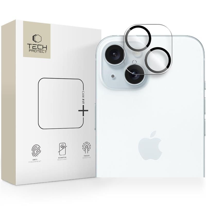 Ochrana fotoaparátu Tech-Protect Cam Fit+ pro iPhone 14 / 14 Plus / 15 / 15 Plus – čirá