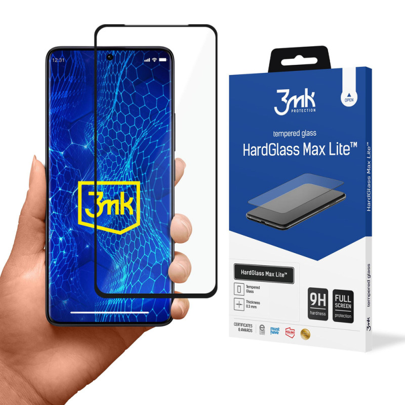 Ochranné sklo 3mk HardGlass Max Lite pro Xiaomi Redmi Note 13 Pro+ - černý rámeček