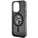 Kryt Karl Lagerfeld Glitter MagSafe pro iPhone 15 Pro - černý