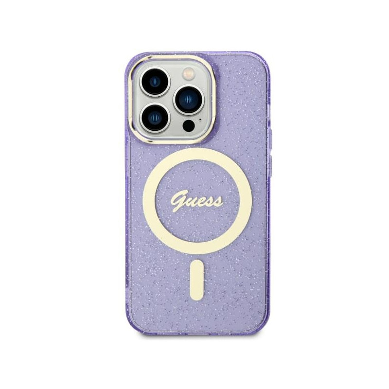 Kryt Guess GUHMN61HCMCGU pro iPhone 11 / iPhone XR - fialová (hardcase Gl glitter gold MagSafe)