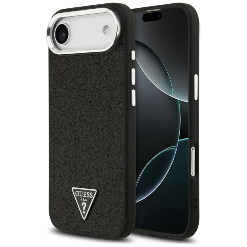 Kryt Guess Glitter Triangle Logo MagSafe pro iPhone 17 - černý