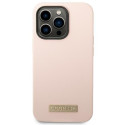 Kryt Guess Silicone Logo Plate MagSafe pro iPhone 14 Pro - růžové