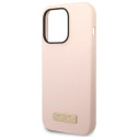 Kryt Guess Silicone Logo Plate MagSafe pro iPhone 14 Pro - růžové