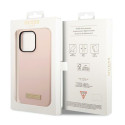 Kryt Guess Silicone Logo Plate MagSafe pro iPhone 14 Pro - růžové