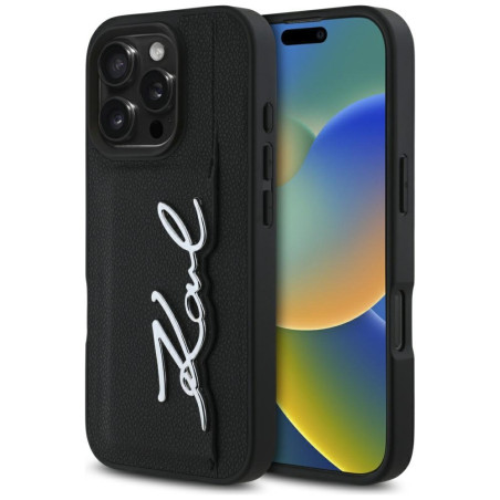 Kryt Karl Lagerfeld HC Grained PU Cardslot iPhone 16 Pro - černý