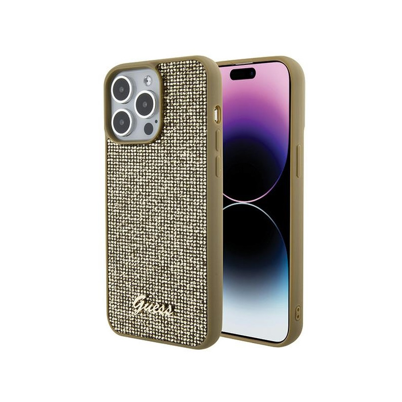 Kryt Guess DISCO METAL SCRIPT pro iPhone 15 Pro Max - gold