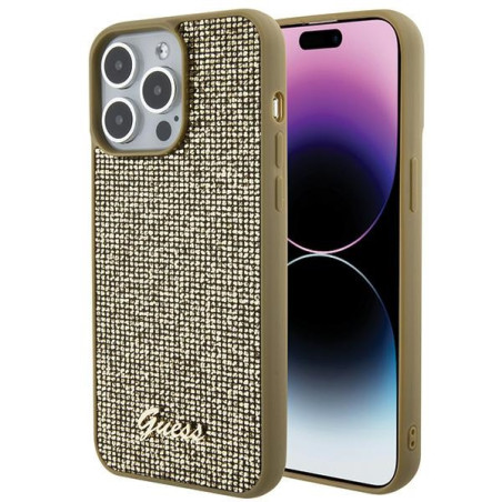 Kryt Guess DISCO METAL SCRIPT pro iPhone 15 Pro Max - gold