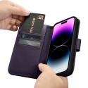 Pouzdro iCarer 2v1 Wallet pro iPhone 14 Pro – tmavě fialová