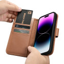 Pouzdro iCarer 2v1 iPhone 14 Pro - hnědé (Anti-RFID)
