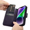 Pouzdro iCarer Wallet Case 2v1 pro iPhone 14 – tmavě fialová
