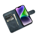 Pouzdro iCarer Oil Wax Wallet Case 2v1 pro iPhone 14 Plus - modré