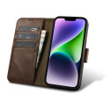 iCarer Oil Wax Wallet Case 2v1 pro iPhone 14 Plus – hnědá