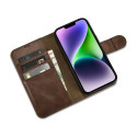 iCarer Oil Wax Wallet Case 2v1 pro iPhone 14 Plus – hnědá