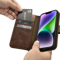 iCarer Oil Wax Wallet Case 2v1 pro iPhone 14 Plus – hnědá