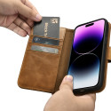 Pouzdro iCarer Oil Wax Wallet Case 2v1 iPhone 14 Pro hnědá