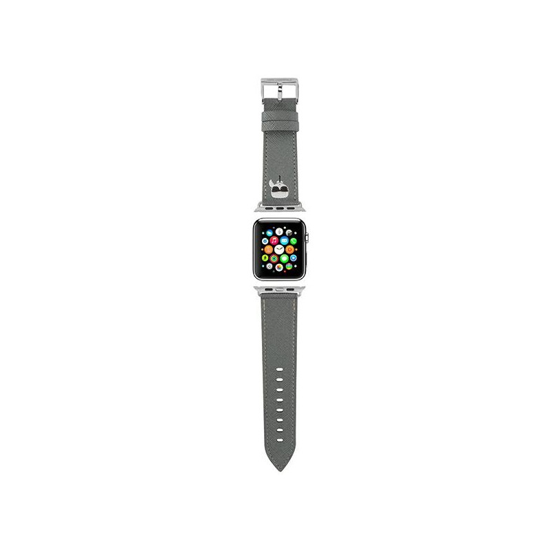 Řemínek Karl Lagerfeld KLAWMOKHG pro Apple Watch 38/40/41mm - stříbrná/ stříbrný pásek