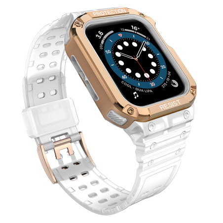 Hurtel PROTECT STRAP BAND pro Apple Watch 42/44/45mm – bílá/rose g