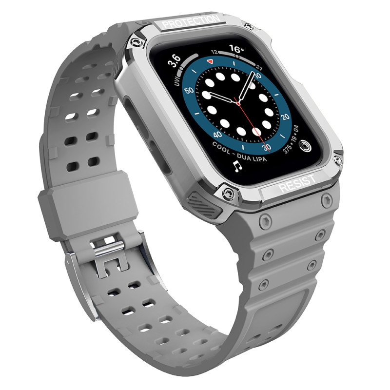 Řemínek Hurtel PROTECT STRAP BAND pro Apple Watch 38/40/41mm - šedá/stříbrná