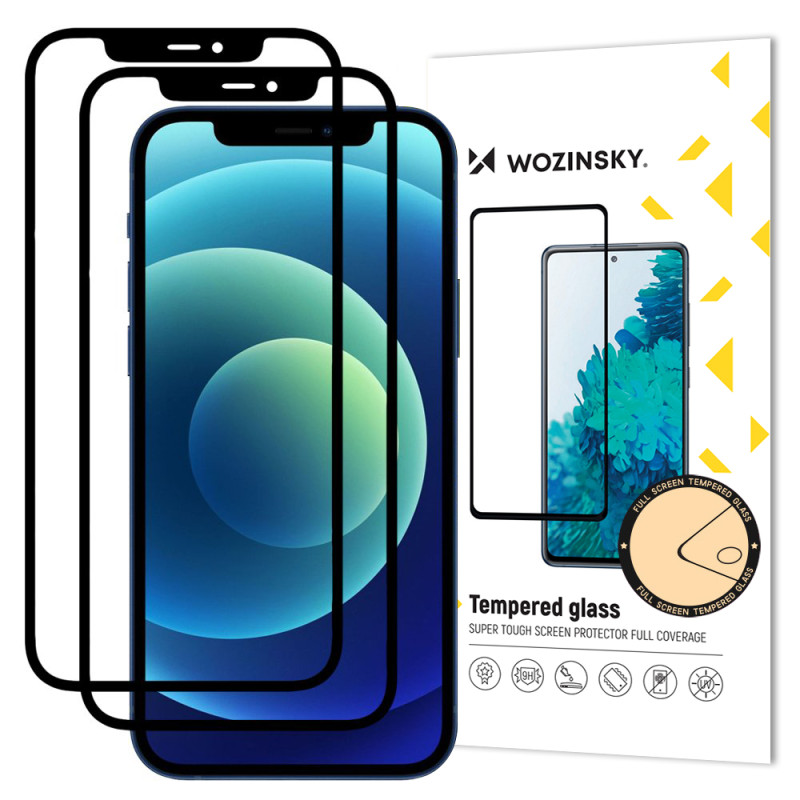 Ochranné sklo Wozinsky 2x TEMPERED GLASS FULL GLUE pro iPhone 12 Pro / iPhone 12 - black