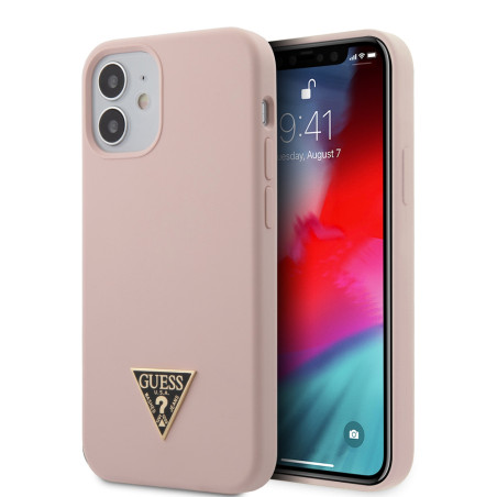 Kryt Guess SILICONE TRIANGLE LOGO pro iPhone 12 mini light pink