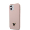 Kryt Guess SILICONE TRIANGLE LOGO pro iPhone 12 mini light pink