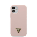 Kryt Guess SILICONE TRIANGLE LOGO pro iPhone 12 mini light pink