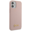 Kryt Guess Silicone Script Gold Logo iPhone 12 mini – světle růžo