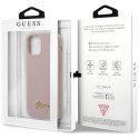 Kryt Guess Silicone Script Gold Logo iPhone 12 mini – světle růžo