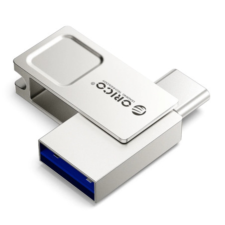 Flashdisk Orico U301 128 GB USB-A/USB-C stříbrný