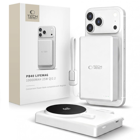 Tech-Protect PB40 LIFEMAG powerbanka 10 000 mAh 25W MagSafe - bílá/s