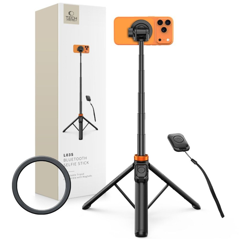 Stojánek TECH-PROTECT L03S MAGSAFE Bluetooth selfie stick tripod pro fotoaparát - černý