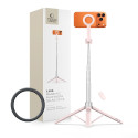 TECH-PROTECT L10S selfie tyč/tripod Bluetooth - růžová/šedá