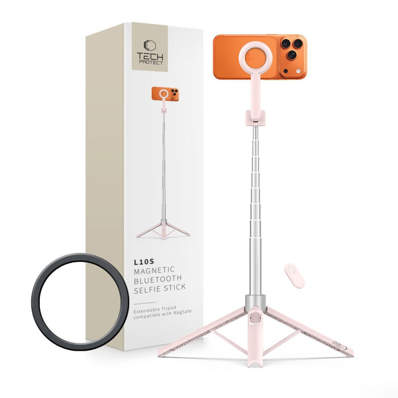 Držák Tech-Protect L10S pro selfie tyč - růžová/šedá