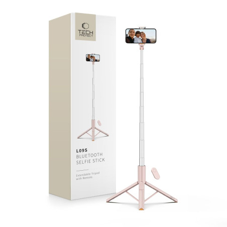 TECH-PROTECT L09S Bluetooth selfie tyč/stativ - růžová