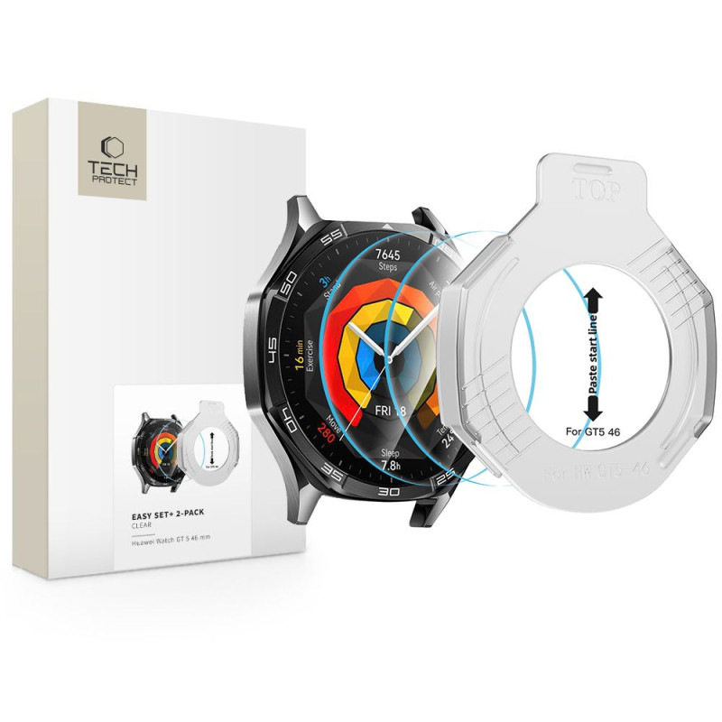 Ochranné sklo Tech-Protect EASY SET+ pro Huawei Watch GT 5 (46 mm) - průhledné