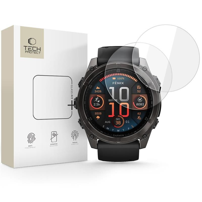 Ochranné sklo Tech-Protect GLASS FIT+ 2-PACK pro Garmin Fenix 8 / 8 Pro (51 mm) - clear
