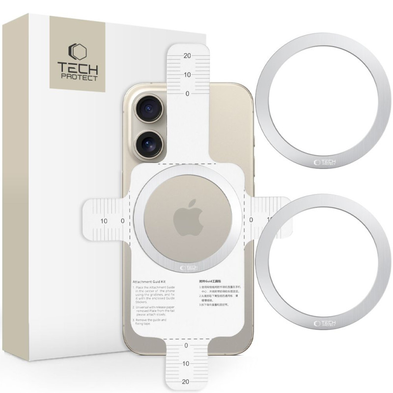 Držák Tech-Protect MMP-110 2IN1 MAGNETIC MAGSAFE RING pro magnetické MagSafe příslušenství - stříbrná